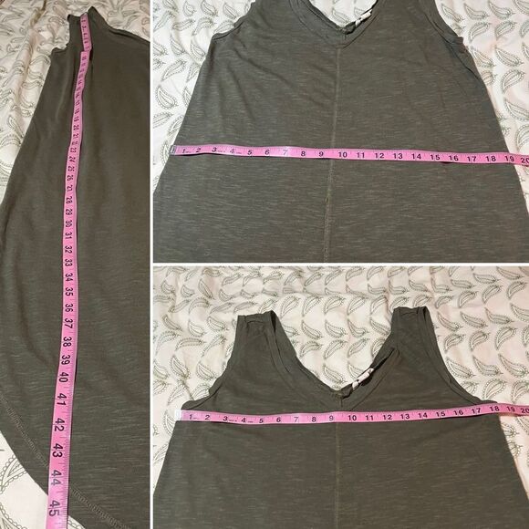CASLON V-Neck Shirttail Tank Dress Sleeveless Olive Sarma S - Picture 10 of 10